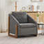 Fauteuil en chenille avec cadre latéral en bois et garniture cloutée dorée