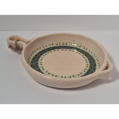 8" Floral Beige Clay Frying Pan