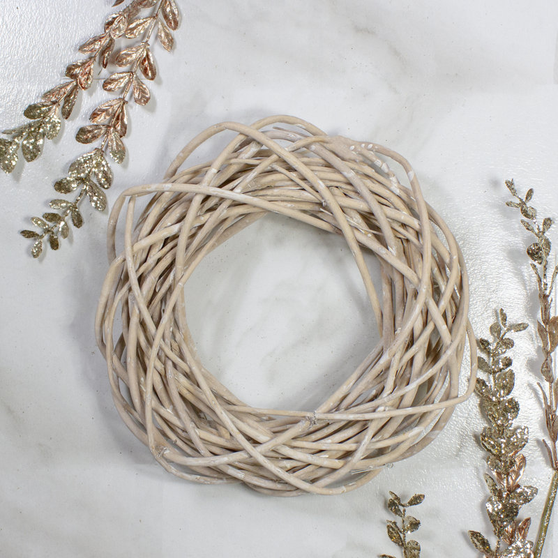 Couronne de brindilles de saule naturel, H 12 po x l 12 po x P 3,5 po