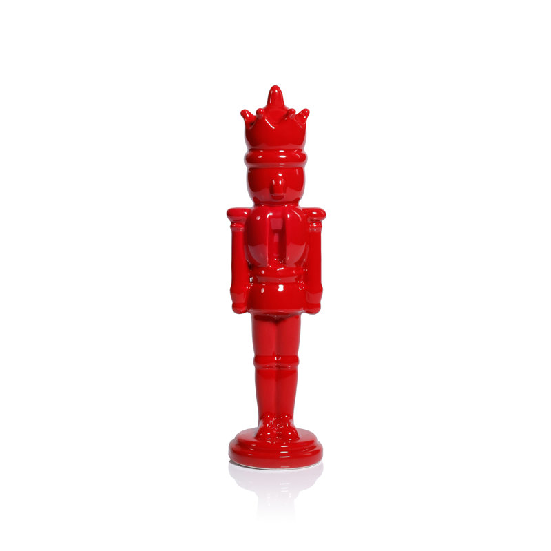 Ensemble de 2 figurines en forme de casse-noisette en céramique rouge Lefka, H 11,5 po x l 2,75 po x P 2,75 po