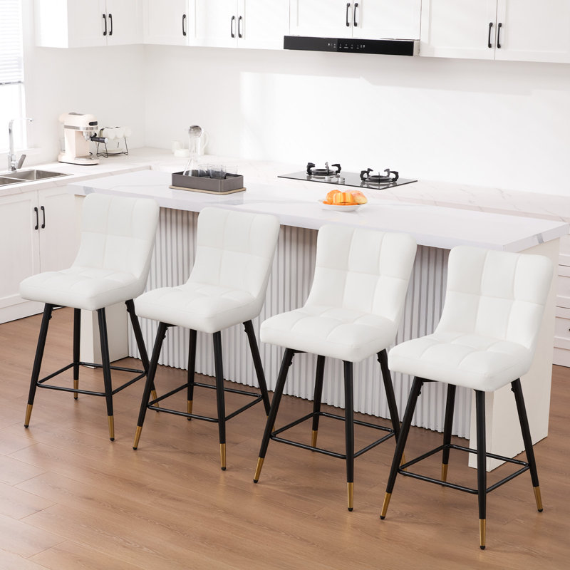 Tabouret de bar pivotant 26 po, Blanc, 4