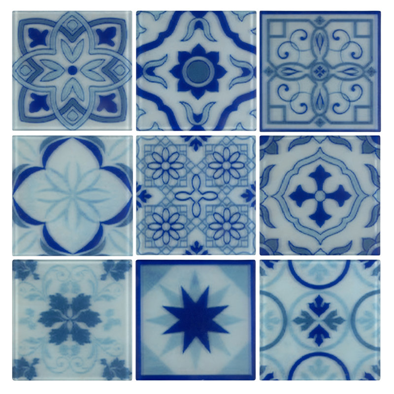 4'' W x 4'' L Glass Peel and Stick Field Tile, Tripoli