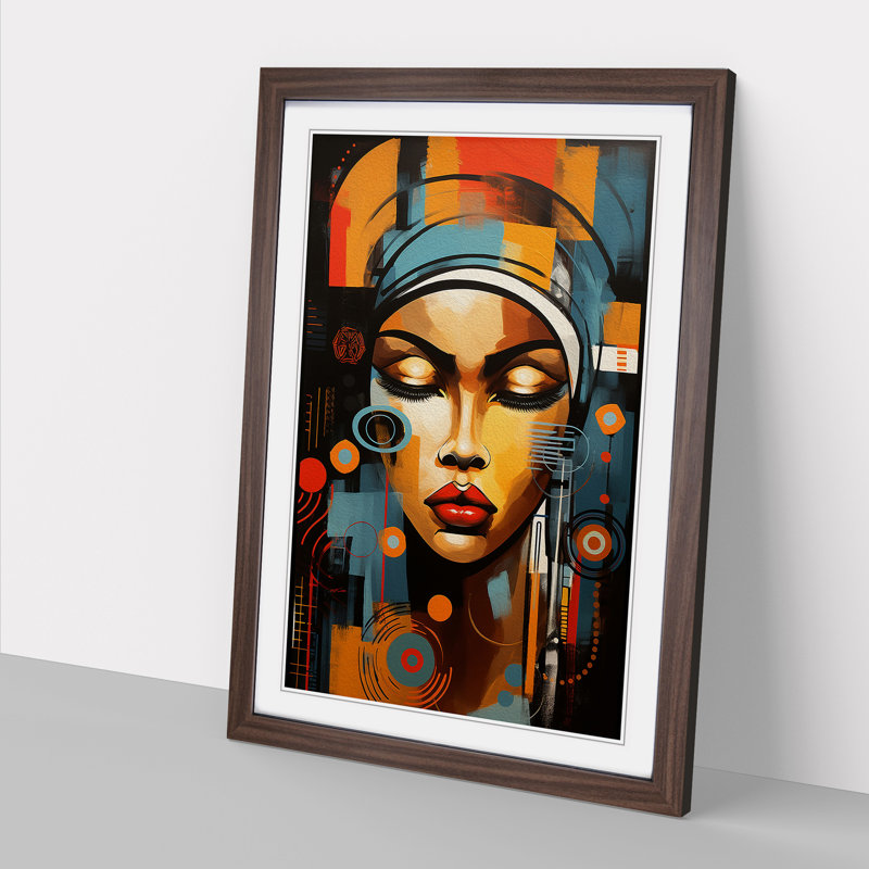 African Woman Abstract - Framed Print, Walnut Framed, 46cm H x 34cm W x 2cm D