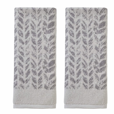 EcoChic Distressed Gray Hand Towels - 16x26, 2-Pack
