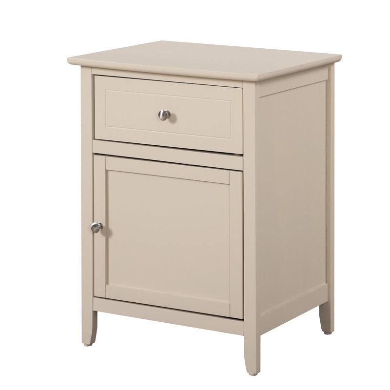 Table de chevet moderne, table de chevet avec 1 tiroir et 1 porte, Beige