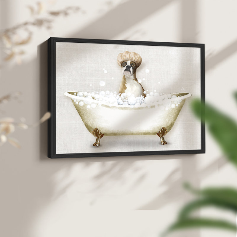 «Bath Dogs I», reproduction encadrée, H 11 po x l 14 po, Noir, noir, noir, noir