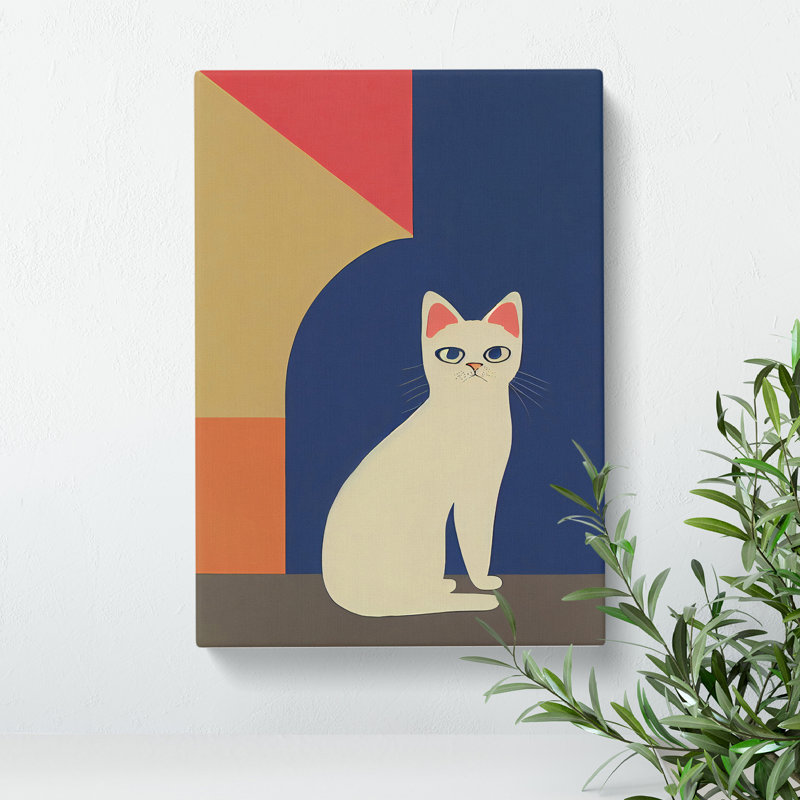 Clever Cat Abstract - Wrapped Canvas, 76cm H x 50cm W