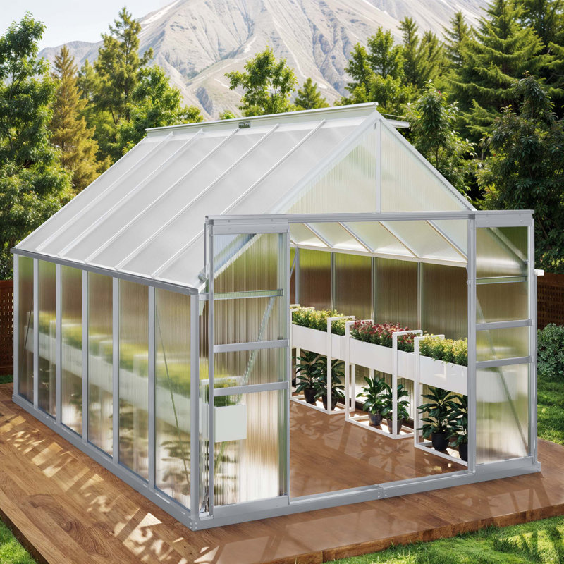 Serre en polycarbonate Balconera, 145 po, Argent argent