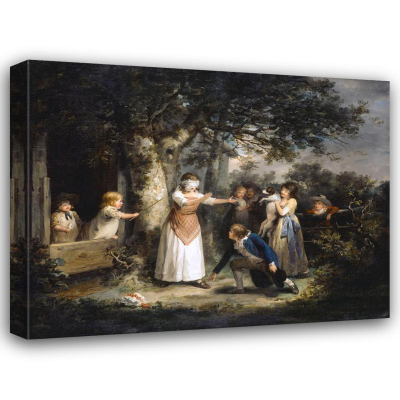 «Blind Man's Buff» par George Morland - Toile tendue avec châssis, H 24 po x l 17 po
