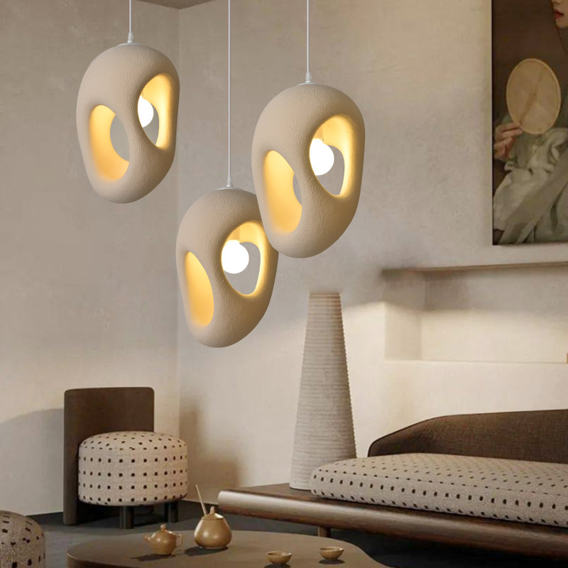 Luminaire suspendu pour îlot de cuisine pour salle à manger, couloir, restaurant, culot E26, base japonaise Wabi-Sabi