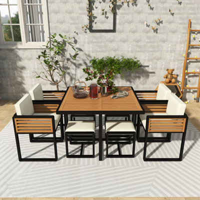 9-Piece Square  Outdoor Patio Dining Set With Cushions