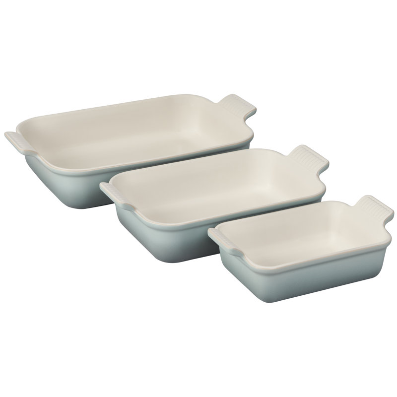 Sea Salt Blue Stoneware 3-Piece Rectangular Baker Dish Set