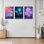 Neon Tropics Bioluminescence Futuristic Bloom, reproduction d'art sur toile tendue sur toile, ensemble de 3