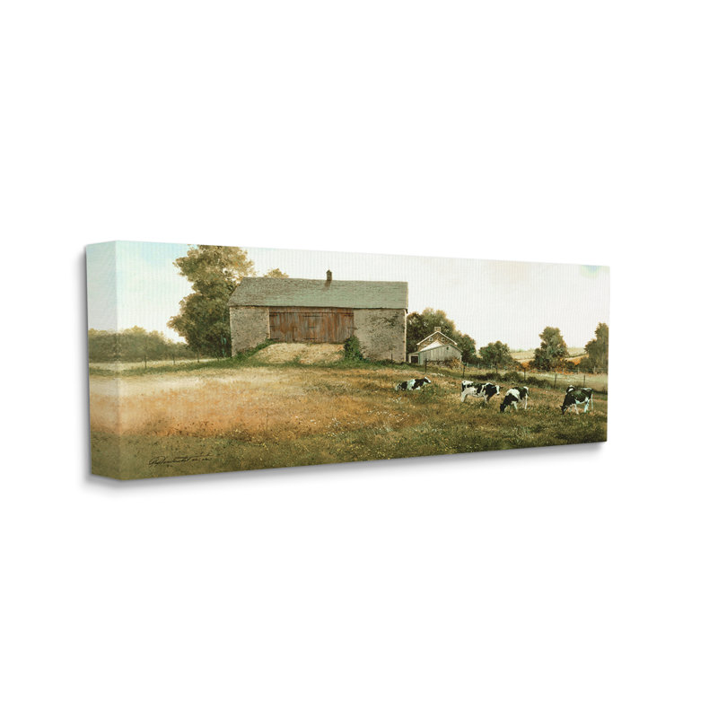 Vaches traditionnelles qui paissent par Ray Hendershot, H 13 po x l 30 po x P 1,5 po