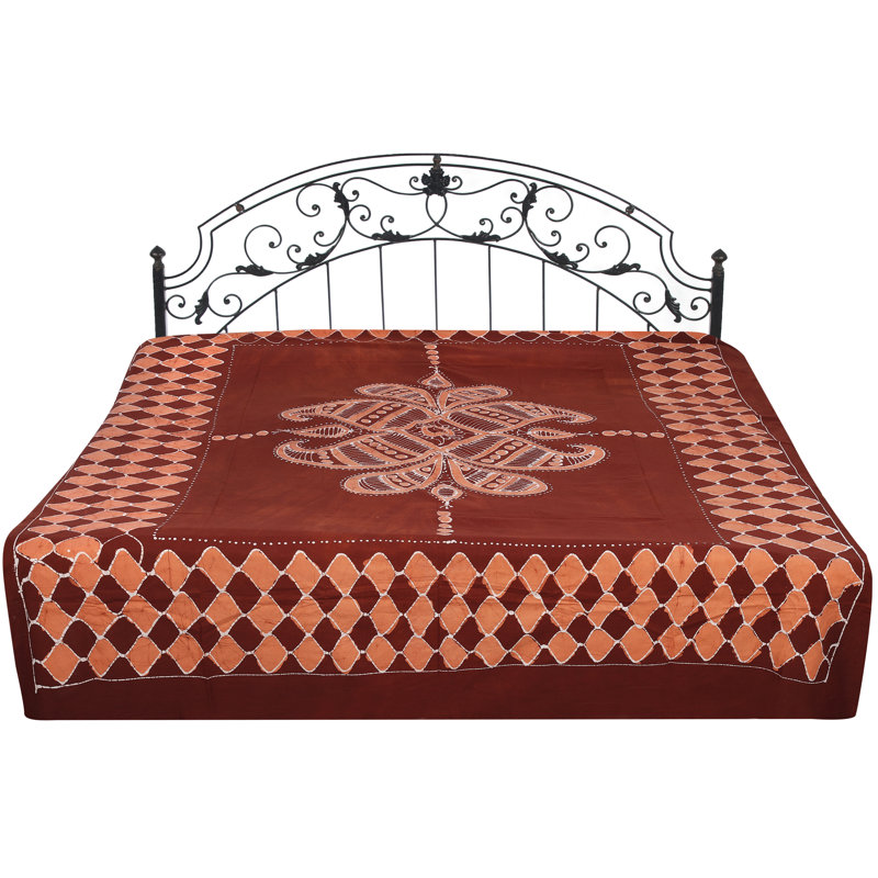 Couvre-lit en coton rouge Batik Oxblood