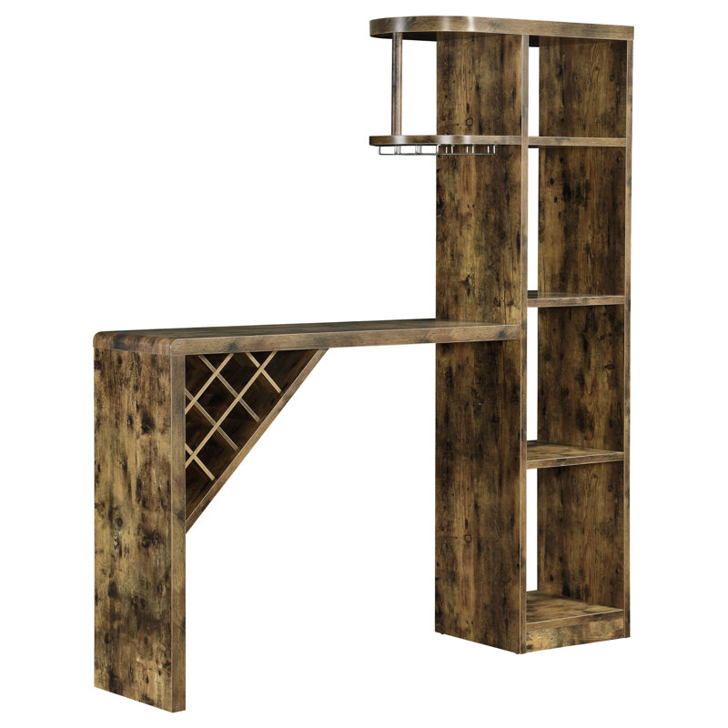Belvedere 5-Shelf Home Bar Table Wine Storage Rustic Nutmeg