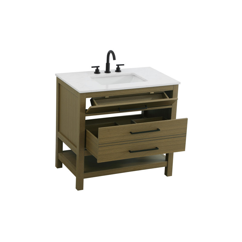 Meuble-lavabo simple 36 po_Moderne_VF60536, Brun châtaigne