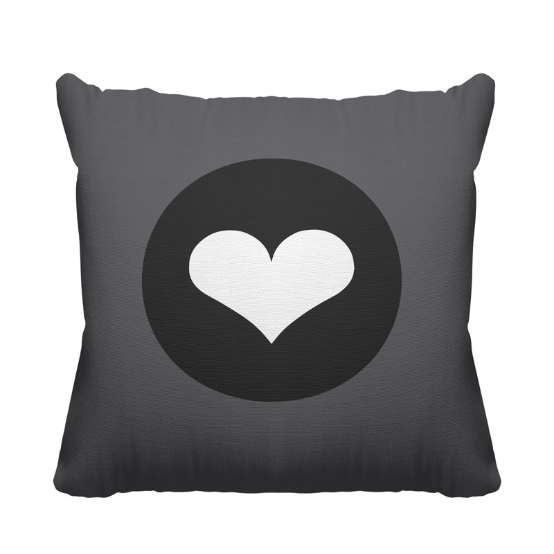 Housse et insert de coussin carré Sweet Love Heart, H 17 po x l 17 po, Gris