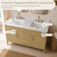 Ensemble de meuble-lavabo double 55 po avec comptoir en granite blanc à surface solide et dosseret entièrement assemblé 55 po-130808691