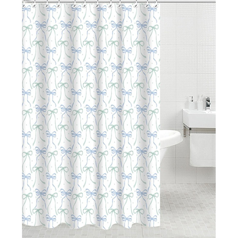 Rideau de douche en polyester + crochets en métal