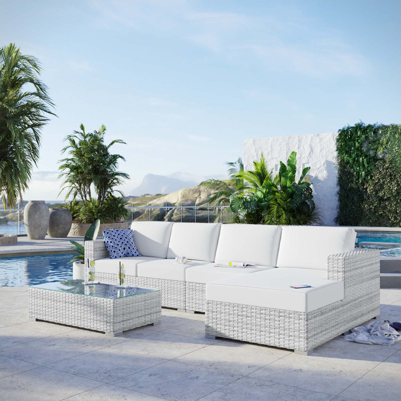 Ensemble modulaire d'extérieur 4 pièces Modway Convene, Blanc