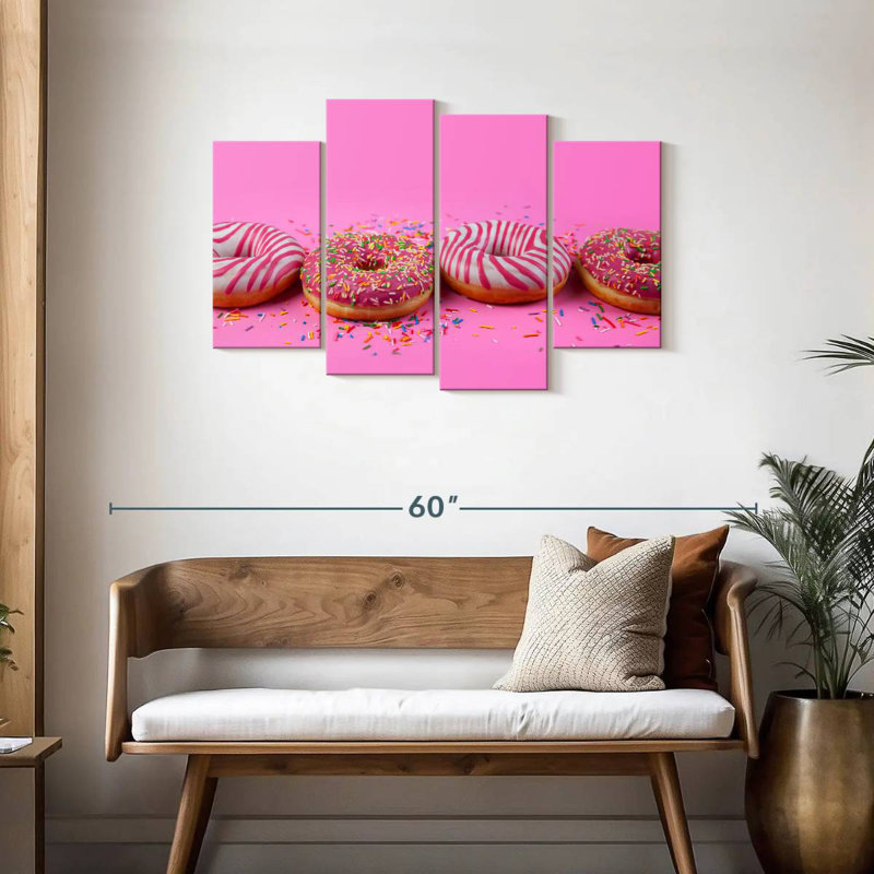 Beignets pastel rose, H 27 po x l 43 po