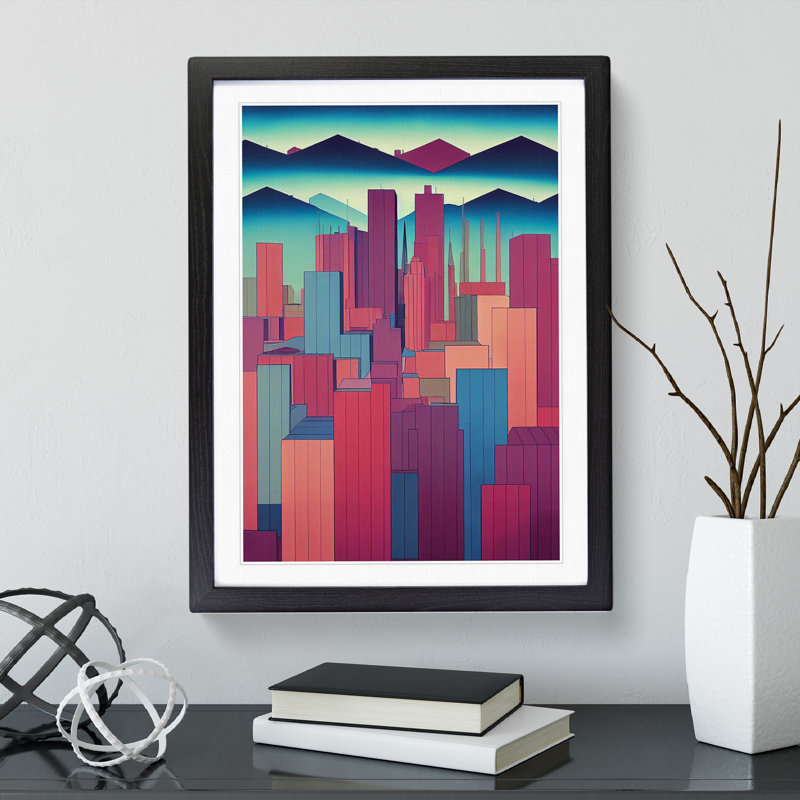 The Open Skyline Abstract - Single Picture Frame Print, 34cm H x 25cm W x 2cm D, Black Framed