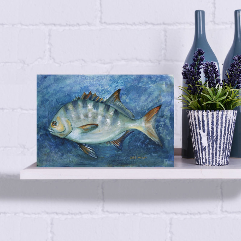 «Blue Striped», art mural tropical, H 12 po x l 18 po