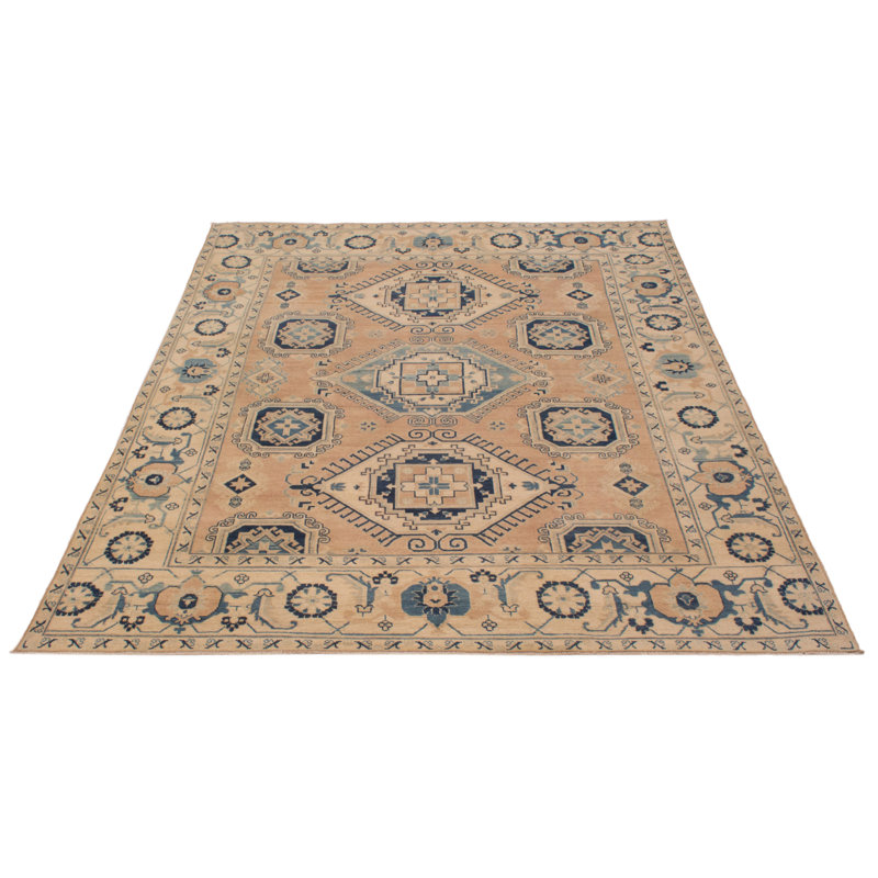 Tapis unique en laine de style années 1990 de 8 pi x 9 pi 8 po Aaraiz