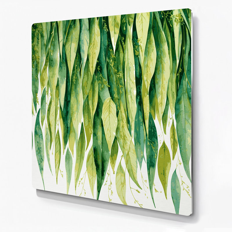 Art mural en métal vert botanique verveine citron, H 144 po x l 144 po x P 0,05 po