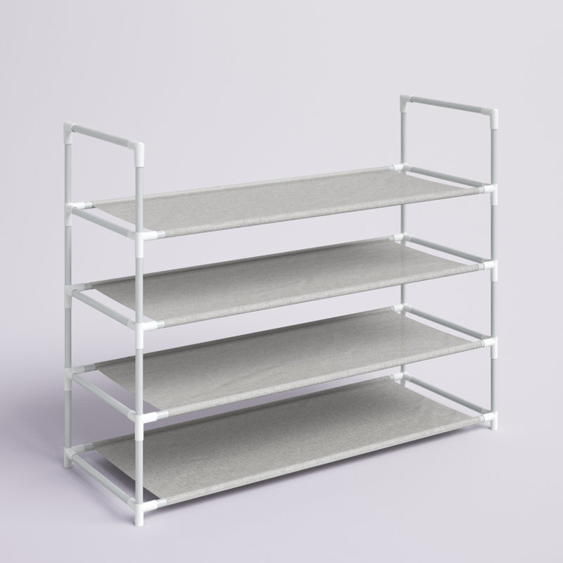 12 Pair Stackable Shoe Rack, Grey
