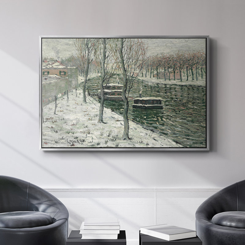 Paysage rétro -CLXVI, Toile argentée avec cadre flottant, H 17 po x l 25 po x P 2 po