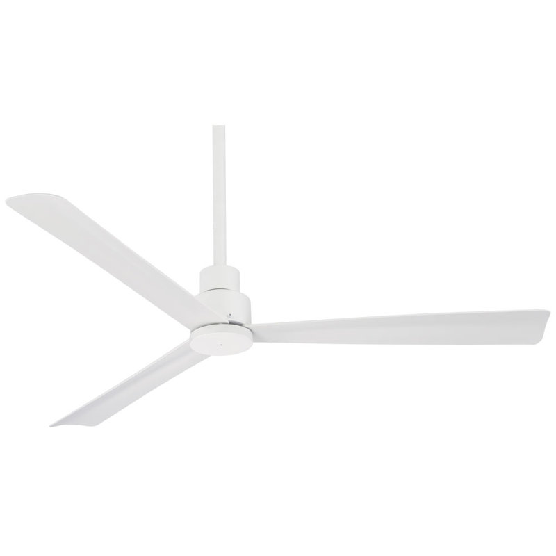 52" Simple 3 - Blade Outdoor Standard Ceiling Fan with Remote Control, Flat White