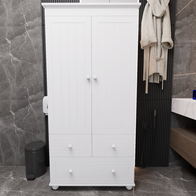 Armoire de rangement pour salle de bain / bureau avec trois tiroirs, Blanc