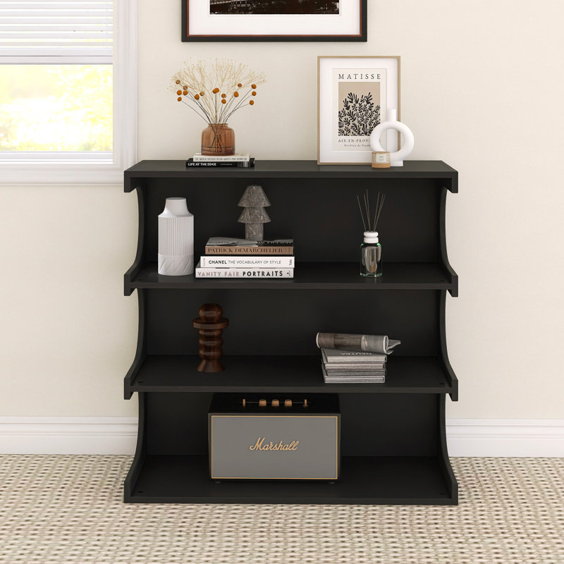 Multifunctional 4-Tier Book Shelf And Coffee Table, Black