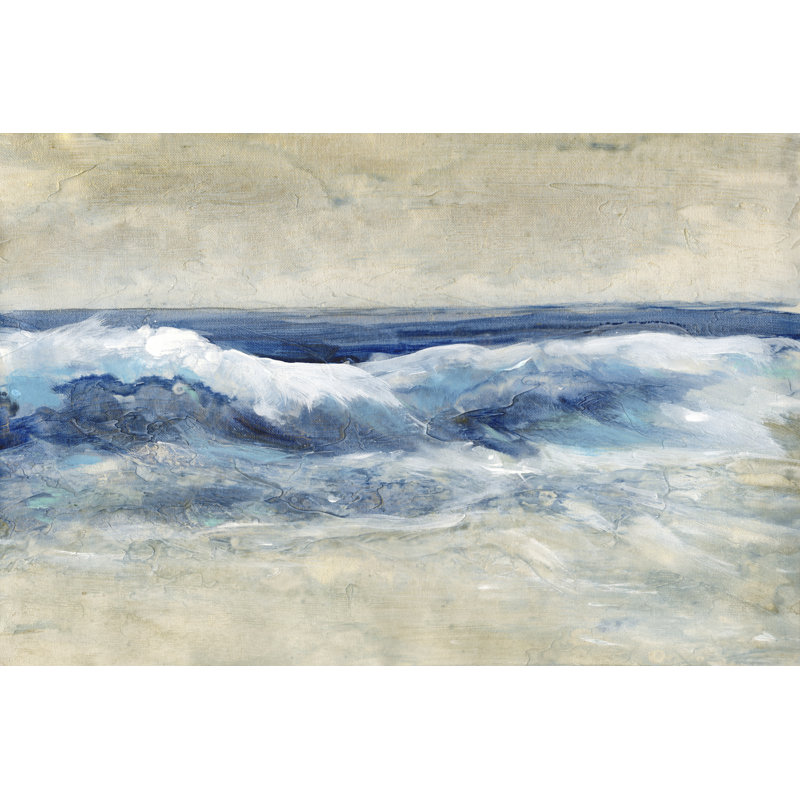 Breaking Shore Waves I by Timothy O' Toole - Painting on Canvas, 51 cm H x 76 cm W, Black Floater Framed