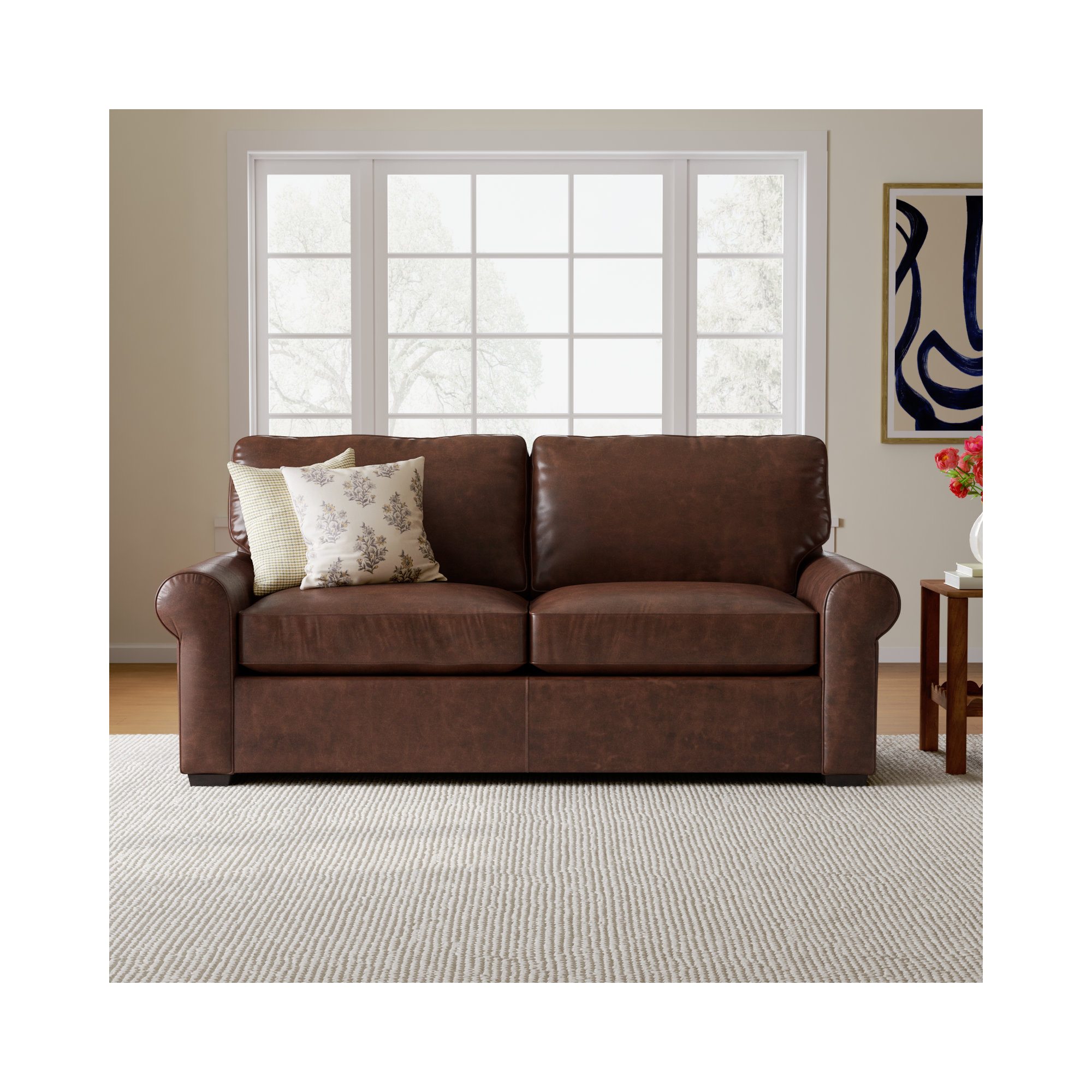 Porter 84" Genuine Leather Sofa, Bistro Rustic Genuine Leather