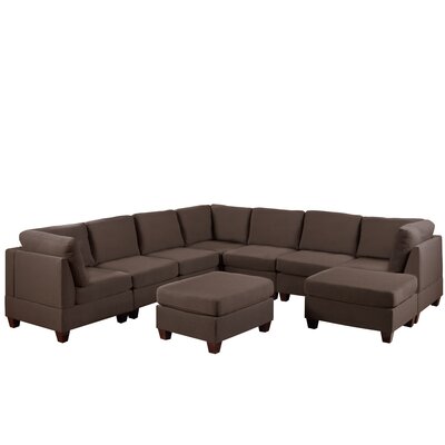 Gautama 116"" Wide Symmetrical Modular Corner Sectional with Ottoman -  Ebern Designs, 54721EF876144129881A3AEBC811F9A4