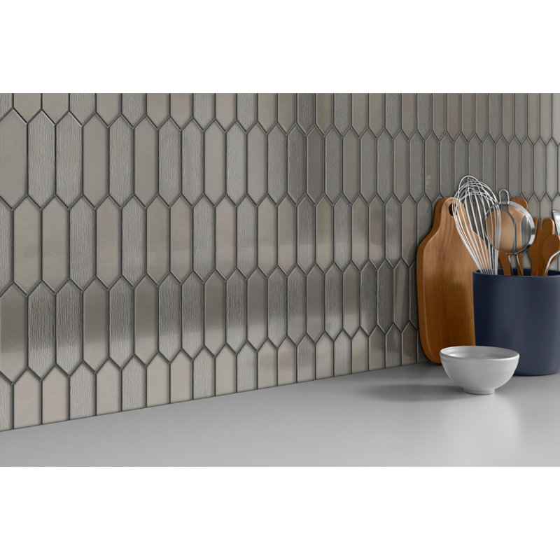 Picket Silver 9 in. x 11 in. Glossy Glass Wall Tile (7.84 sq. ft./Case), Morning