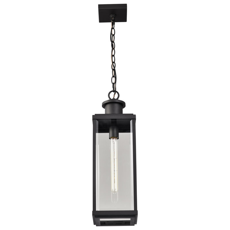 Luca - Hanging Pendant - Sand Black Finish - Clear Beveled Glass