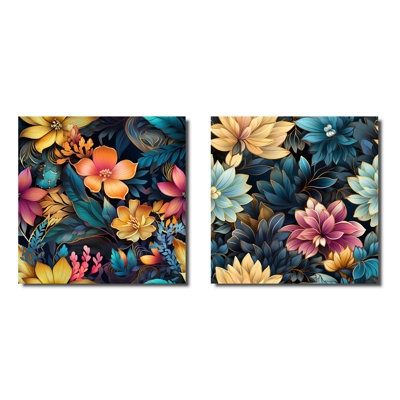 Soissons - Ensemble de 2 collages carrés floraux