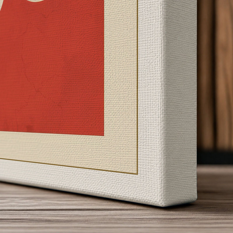 Om in Red Minimalist - Wrapped Canvas, 36x24 - 91.4 x 61.0 cm, Cream Border