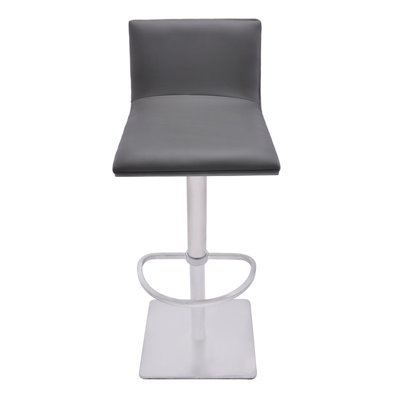 Tabouret de bar rotatif à hauteur ajustable avec base piédestal en acier inoxydable brossé Bjorn, Noyer gris