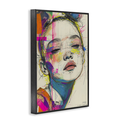 Bright Sketch Visage Framed Giclee Art by Roozbeh Bahramali