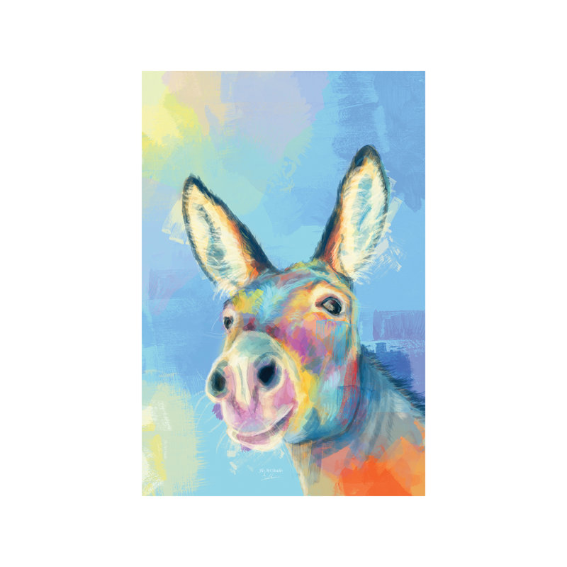Carefree Donkey - Wrapped Canvas Painting, 30.48cm H x 20.32cm W x 1.91cm D