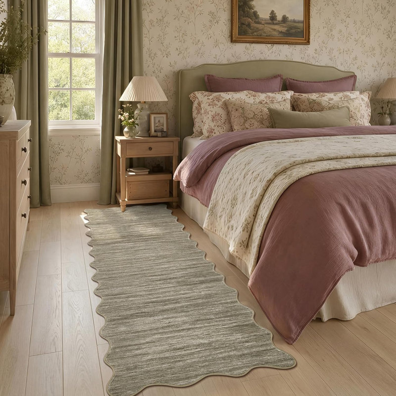 Tapis festonné à bordure festonnée, Brown, 2*6ft