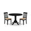 Ensemble de table de salle à manger 5 pièces comprenant une table de cuisine ronde avec Dropleaf et 4 chaises de salle à manger rembourrées en tissu de lin, 42 po x 42 po, noir-823365965-823365966-823366000