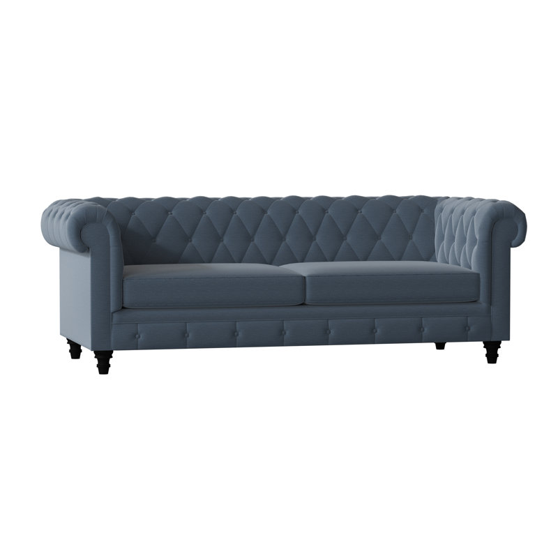 Canapé Chesterfield à accoudoirs roulés, Lapis Lena, 60 pouces, Noyer