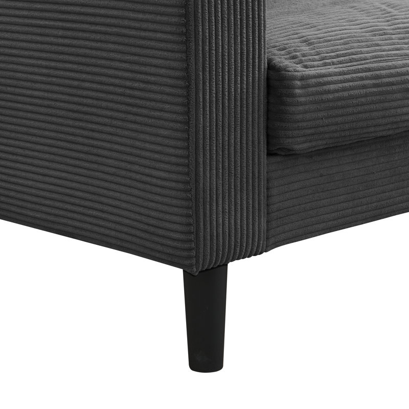 Siège rembourré 3 places gris foncé de 74 po avec rembourrage pour salon moderne, Gris foncé