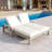 Outdoor Double Lounge Chair With 5-Position Adjustable Backrest For Each Seat, Wood Patio Chaise Lounge With Removable Cushions For Patio, Poolside, Garden (Cushion)-741403387
